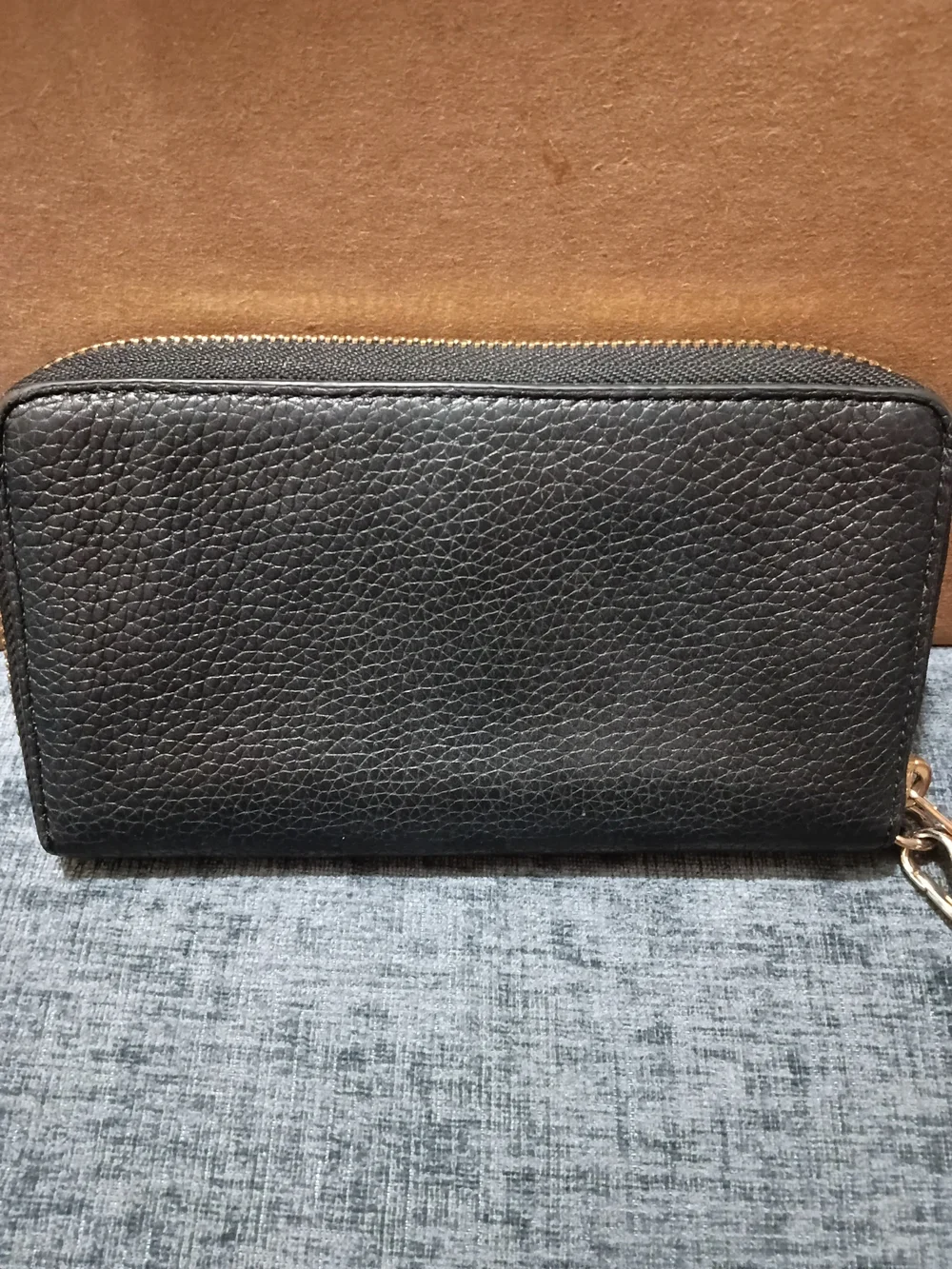 Michael Kors Black Leather Zip-Around Wristlet Wallet